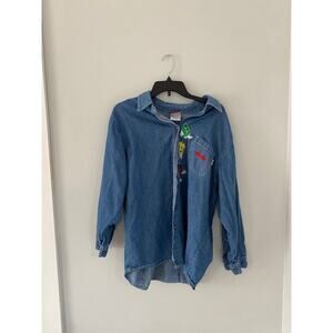 Vtg M&M's Brand Las Vegas Denim Jean Button Up Jacket Embroidered 18/20w Womens
